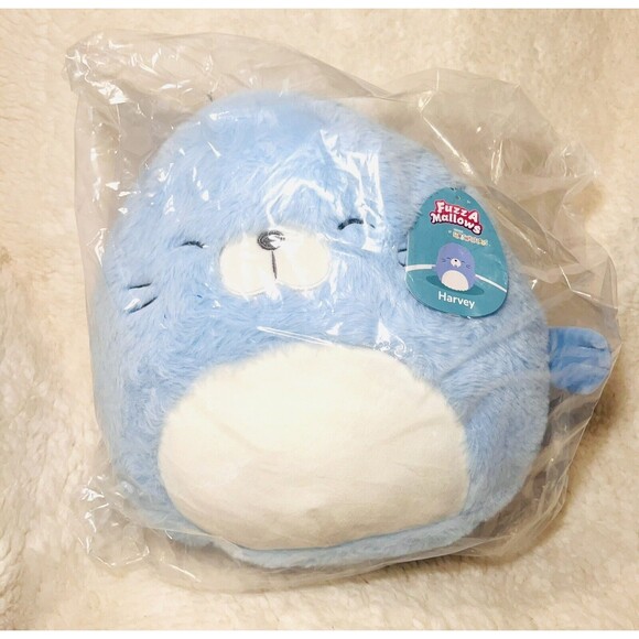Squishmallows Harvey The Walrus 12" Blue Fuzzamallows Plush Kellytoy Brand New - Picture 3 of 4
